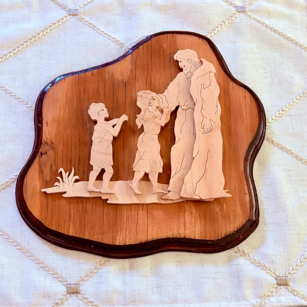 Wooden Wall Art with Family Scene